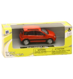 Метална количка Newray - Fiat Panda 4х4, червена, 1:43