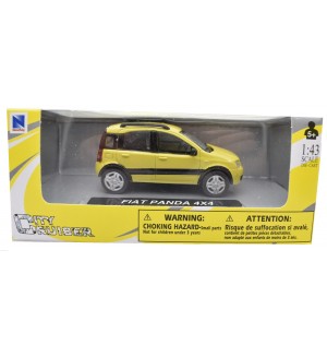 Метална количка Newray - Fiat Panda 4х4, жълт, 1:43