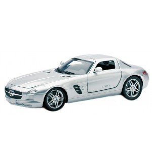 Метален автомобил Newray - Mercedes Benz SLS Coupe AMG, сребрист, 1:24