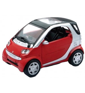 Метална количка Newray - Smart Fortwo 3 ASS, червена, 1:43