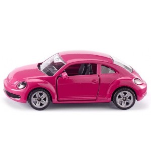 Метална количка Siku - Vw The Beetle Pink, със стикери на цветя