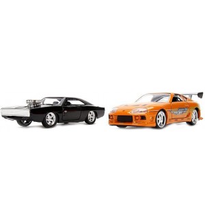 Метални колички Jada Toys Fast & Furious - Dom's Dodge Charger/Bryan's Toyota Supra, 1:32 