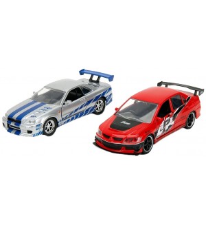 Метални колички Jada Toys Fast & Furious Legacy - Mitsubishi Lancer Evolution IX/Nissan Skyline GT-R, 1:32