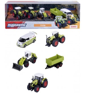 Метални колички Majorette - Farm, Трактори, 5 броя,