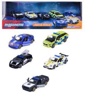 Метални колички Majorette - Rescue World, 5 броя, 1:64