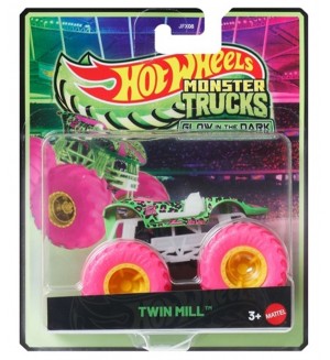 Метално бъги Hot Wheels Monster Truck Glow in the Dark - Twin Mill, 1:64