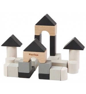 Мини комплект дървени кубчета PlanToys, 24 броя 