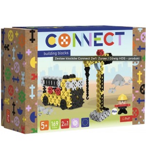 Мини конструктор 2 в 1 Trefl Connect - Строителен кран/Автокран, 169 части Мини конструктор 2 в 1 Trefl Connect - Строителен кран/Автокран, 169 части