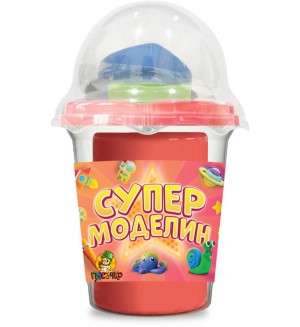 Моделин Пясъчко - С фигурки за оформяне, 100 g, червен
