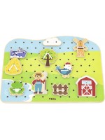 Монтесори игра за шиене Viga Toys - Ферма