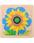 Монтесори многослоен дървен пъзел Smart Baby - Слънчоглед, 20 части