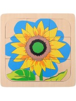 Монтесори многослоен дървен пъзел Smart Baby - Слънчоглед, 20 части Монтесори многослоен дървен пъзел Smart Baby - Слънчоглед, 20 части
