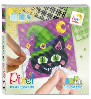 Мозайка с рамка Pixelhobby - Котка, комплект с пиксели Classic