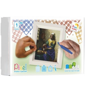 Мозайка с рамка Pixelhobby - Млекарката на Вермер, комплект с пиксели Classic