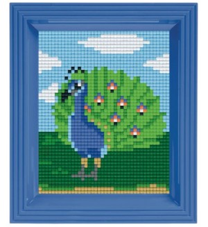 Мозайка с рамка Pixelhobby - Паун, комплект с пиксели Classic