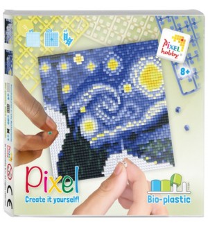 Мозайка с рамка Pixelhobby - Звездна нощ на Винсент ван Гог, комплект с пиксели Classic