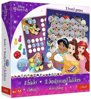 Настолна игра 2 в 1 Disney Princess (Ludo/Snakes and Ladders) - детска