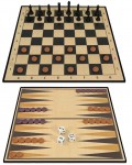 Настолна игра 3 в 1 Ambassador - Шах, дама, табла