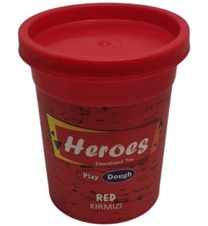 Натурален моделин в кутийка Heroes Play Dough - Червен