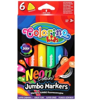 Неонови маркери Colorino Kids - Jumbo, 6 цвята 