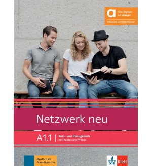 Netzwerk neu, Kurs- und Übungsbuch A1.1 mit Audios und Videos, Hybridе Еdition allango / Немски език - ниво A1.1: Учебник и учебна тетрадка + онлайн материали