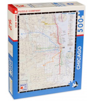 Пъзел New York Puzzle от 500 части - Транспортна карта, Чикаго