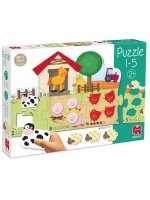 Образователен дървен пъзел Goula - Научи се да броиш с животните във фермата Образователен дървен пъзел Goula - Научи се да броиш с животните във фермата