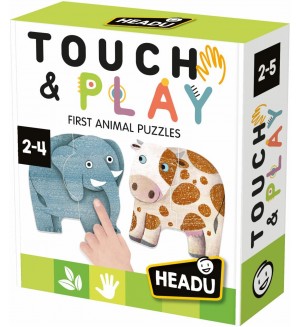 Образователен комплект Headu Touch and Play - Моят първи пъзел с животни, 16 части