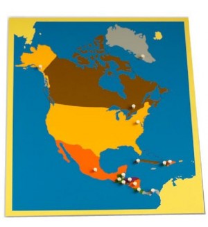 Образователен Монтесори пъзел Smart Baby - Карта на Северна Америка, 23 части