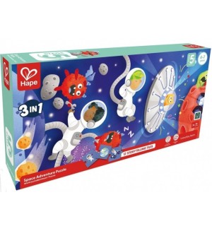Образователен пъзел 3 в 1 Hape International - Галактика