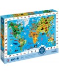 Образователен пъзел Djeco - Диви животни, 100 части