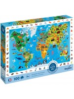 Образователен пъзел Djeco - Диви животни, 100 части