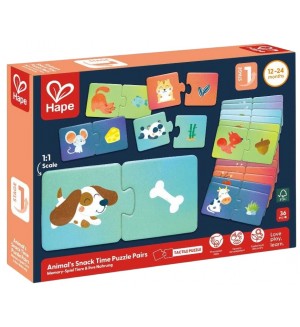 Образователен пъзел Hape International - Храната на животните, 36 части