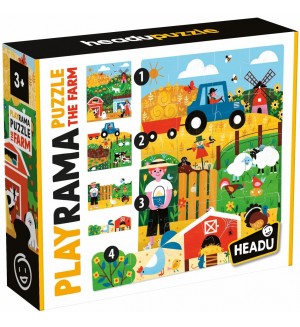 Образователен пъзел Headu Playrama - Ферма, 40 части