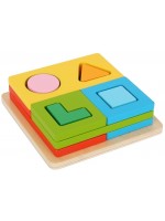 Образователна играчка Tooky Toy - Дървен сортер, Multi-shape