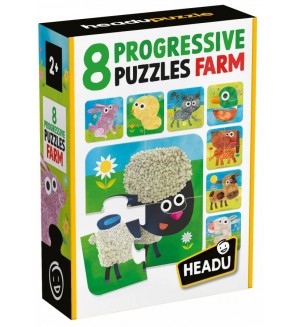 Образователни прогресивни пъзели Headu - Фермата, 8 броя Образователни прогресивни пъзели Headu - Фермата, 8 броя