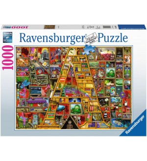 Пъзел Ravensburger от 1000 части - Страхотна азбука, буква А, Колин Томпсън