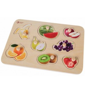 Детски дървен пъзел с дръжки Classic World – Плодове Детски дървен пъзел с дръжки Classic World – Плодове