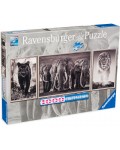 Панорамен пъзел Ravensburger от 1000 части - Пантера, лъв и слон