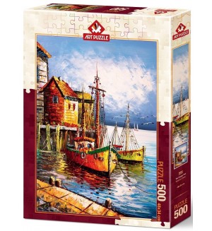 Пъзел Art Puzzle от 500 части - Пристанище в оранжево
