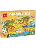 Пъзел-асоциативна игра Apli - Савана, 60 части, с плакат