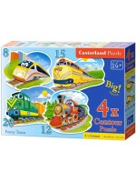Пъзел Castorland 4 в 1 - Забавни влакове