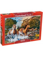 Пъзел Castorland от 1000 части - Коне в реката