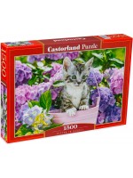 Пъзел Castorland от 1500 части - Коте в кошничка