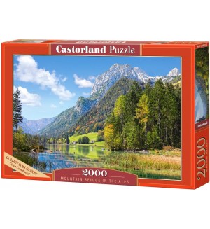 Пъзел Castorland от 2000 части - Планинско убежище в Алпите