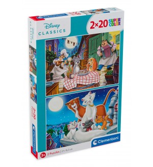 Пъзел Clementoni от 2 x 20 части - Лейди и Скитника, Аристокотките
