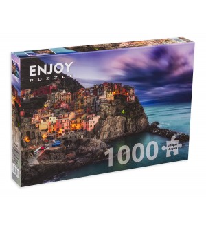 Пъзел Enjoy от 1000 части - Мрачно небе над Чинкуе Тере, Италия