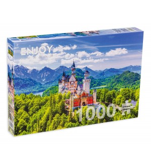 Пъзел Enjoy от 1000 части - Замъкът Нойшванщайн през лятото, Германия