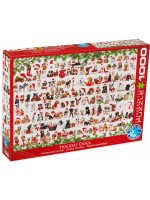 Пъзел Eurographics от 1000 части - Коледни кученца