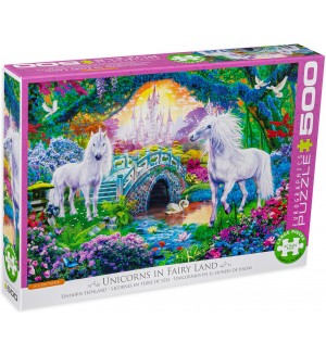 Пъзел Eurographics от 500 XXL части - В света на еднорозите
